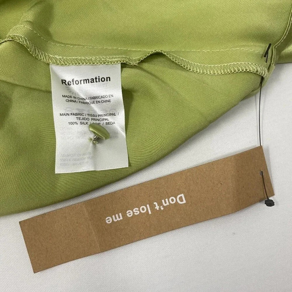 Reformation Erdem Yucca Green Silk Dress M NWT - Picture 10 of 10